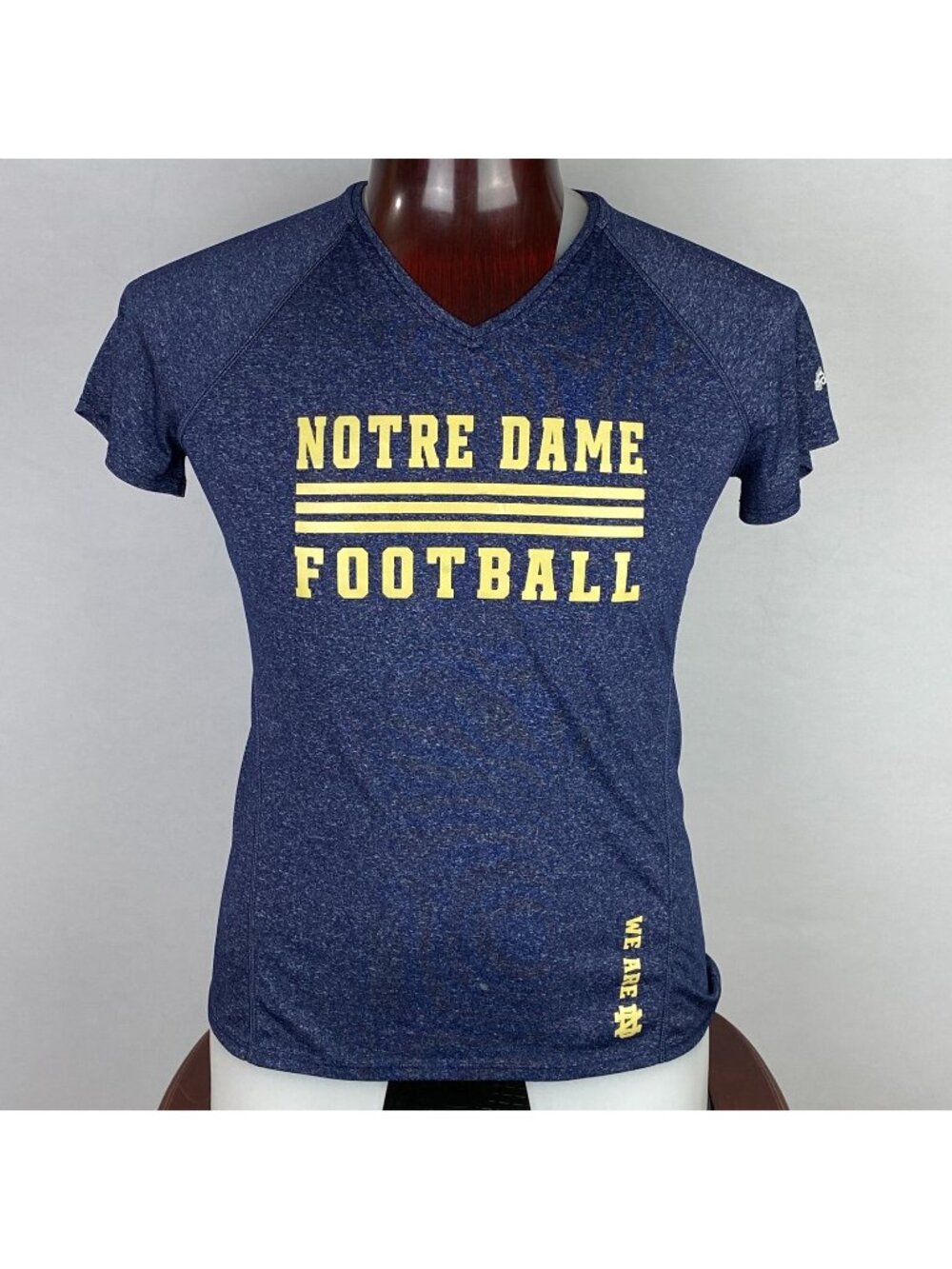 Adidas Unisex Athletic Shirt Notre Dame Football Fans Climatlite Blue Gold L